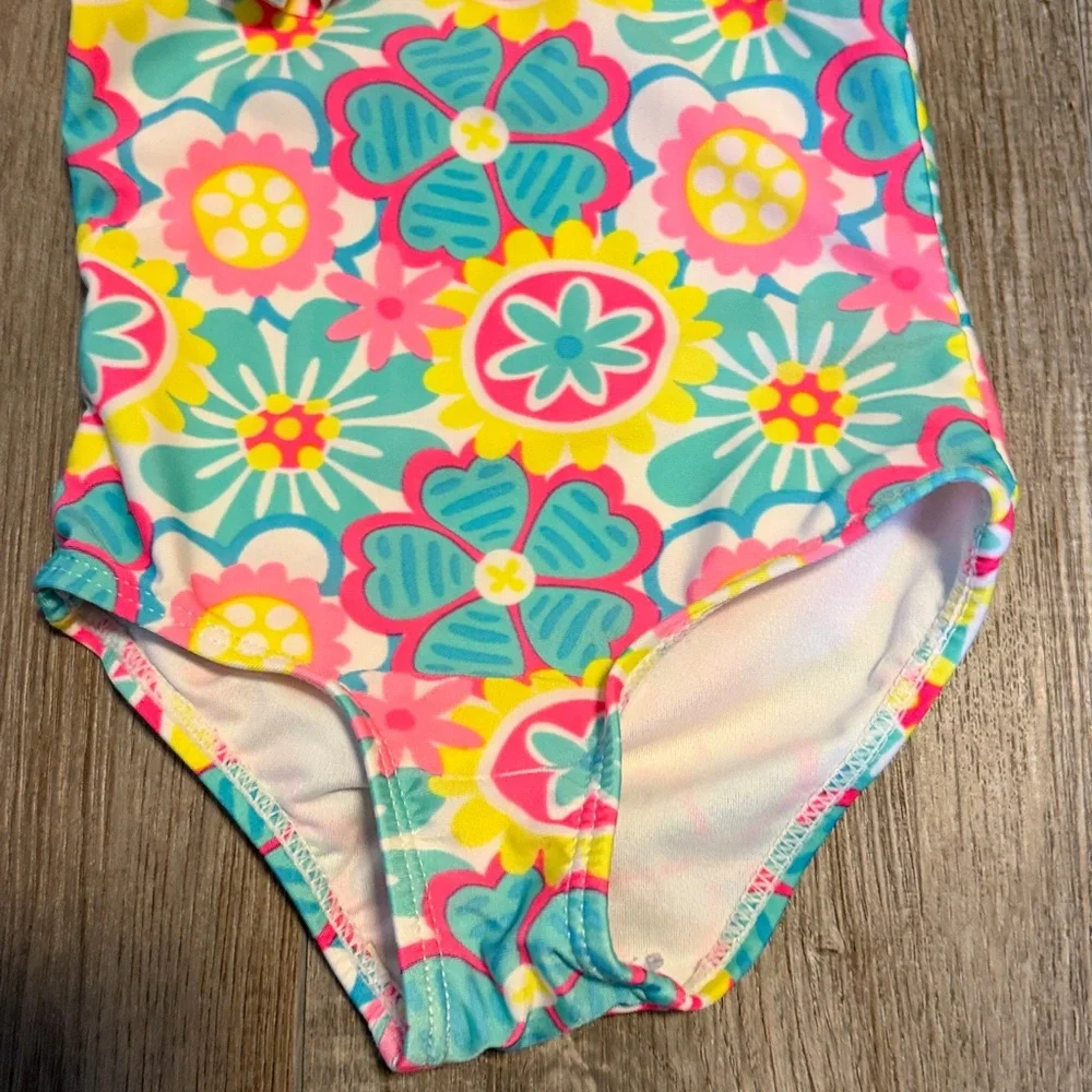 Girls' Ocean Pacific Floral One-Piece Swimsuit - Pink & Turquoise